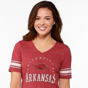 Russell University of Arkansas Womens Jersey Tee Size Medium Hogs Razorbacks